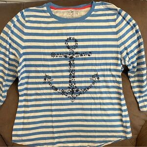 Talbots Nautical Blue and White Striped Tee